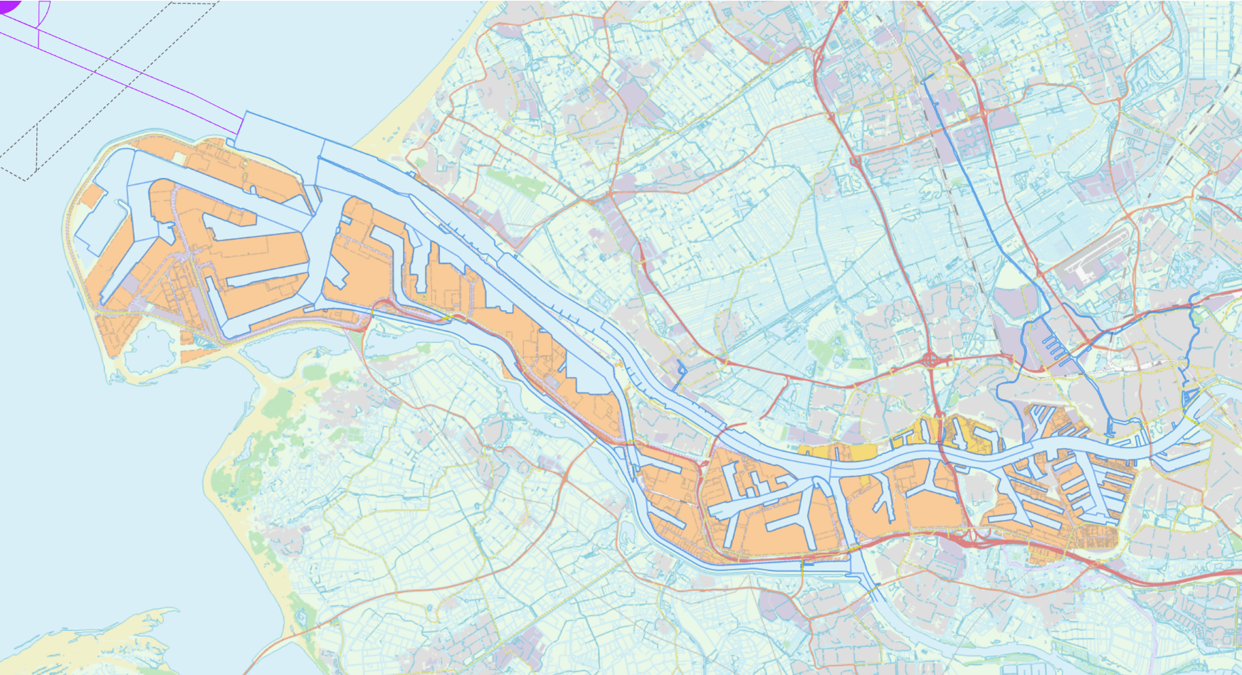 Map of Rotterdam and its port area