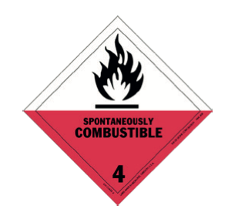 Class 4 spontaneously combustible hazard label