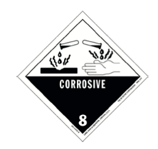 Class 8 corrosive substance hazard label