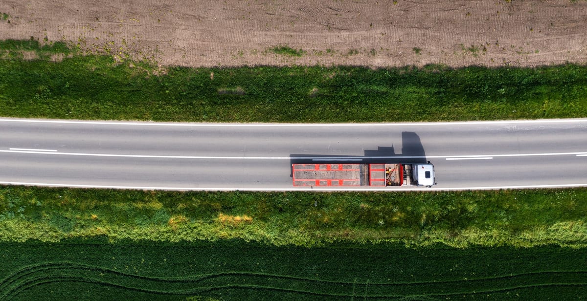 Truck transporting cargo on a road