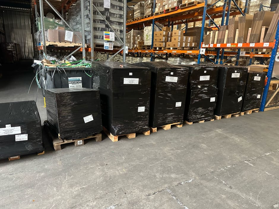 Warehouse goods prepared for consolidation